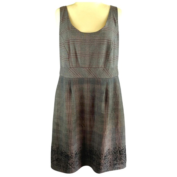Elementz Dresses & Skirts - Elementz Women's Plaid Babydoll Dress 1X Sleeveless Embroidered Dark Academia